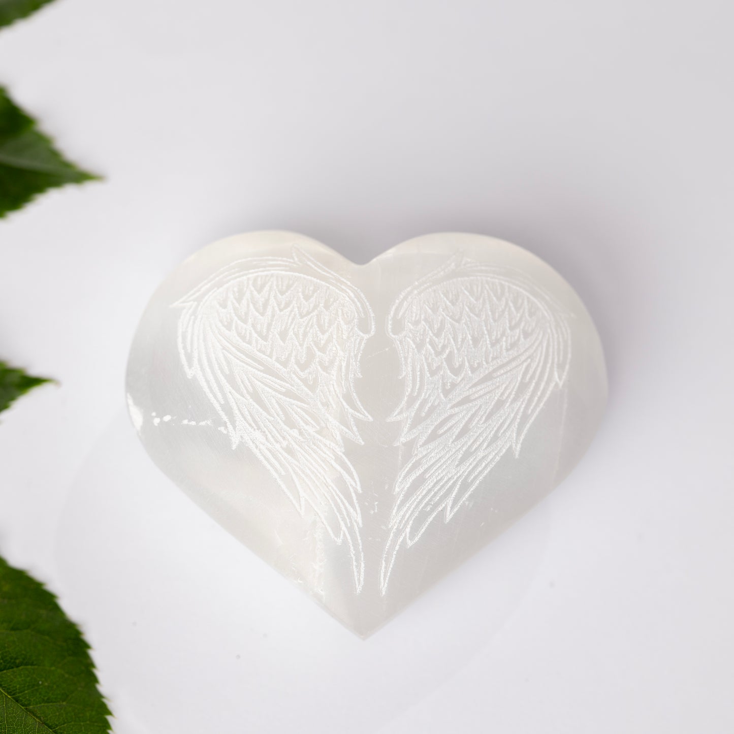 Selenite Heart With Wings